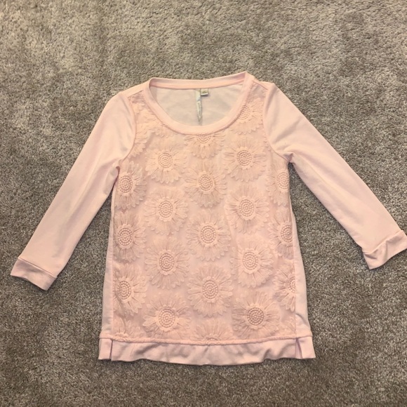 Lauren Conrad Light Pink floral longsleeve top XS - Picture 4 of 8